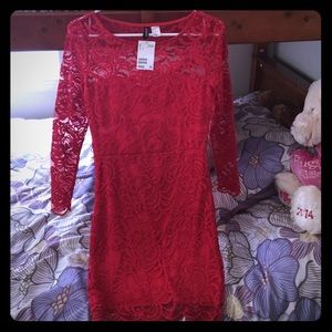 Red h&m lace dress