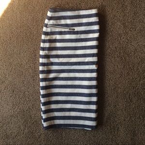Ann Taylor Chambray Stripe Pencil Skirt