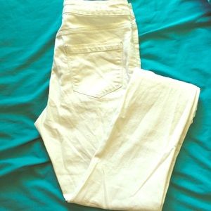 All white high really high waisted skinny jeans