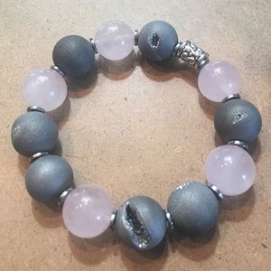 Rose Quartz & Druzy Bracelet