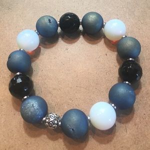 Druzy Quartz and Agate Bracelet