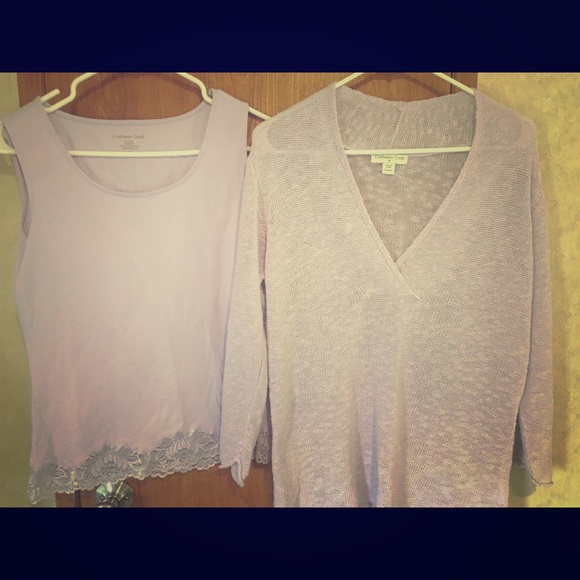 Lavender Linen sweater bonus lace trim tank