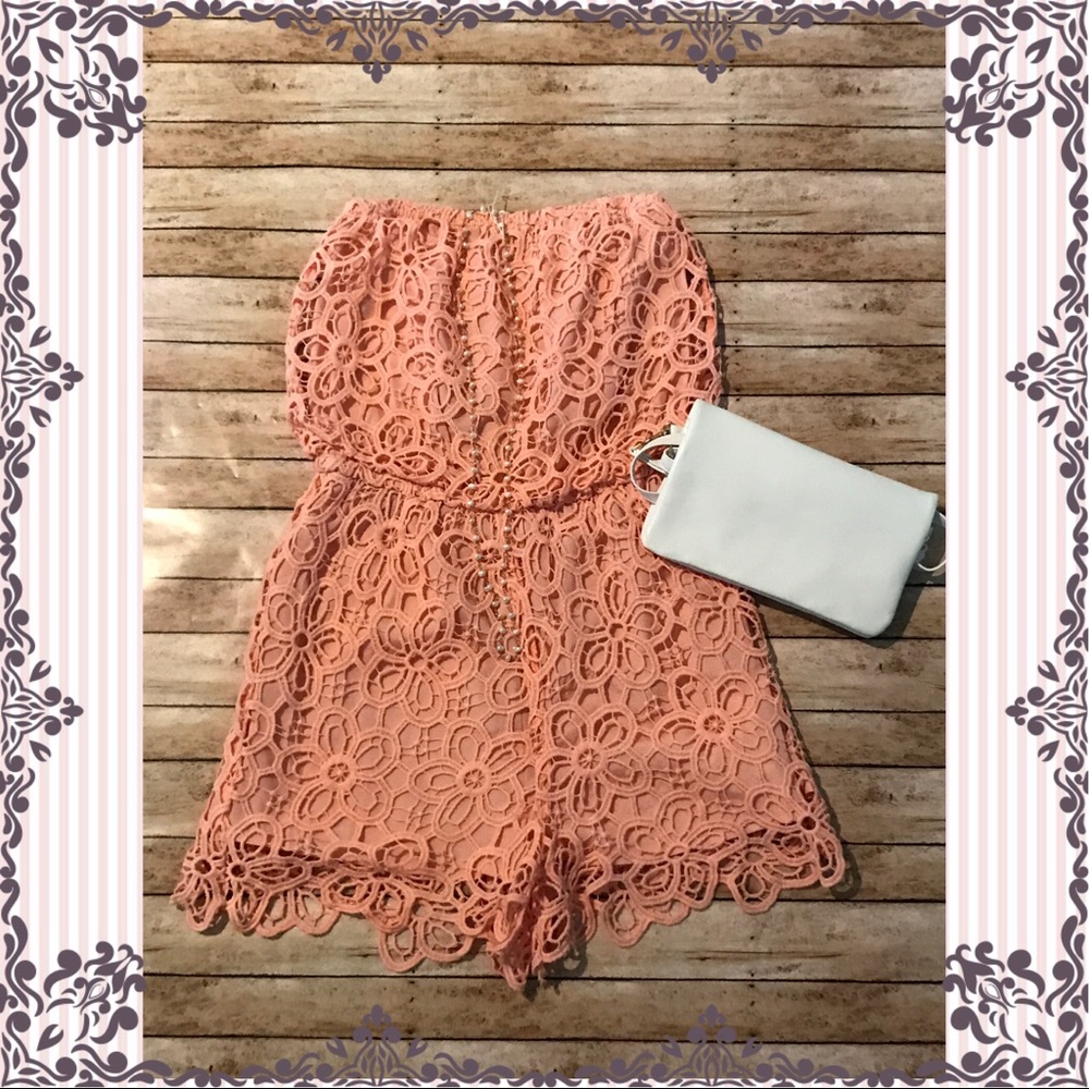 Boutique  Coral Crochet Romper