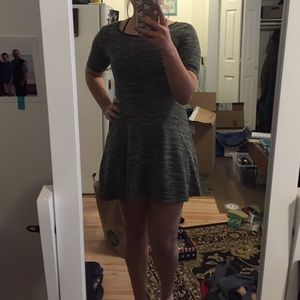 Gray Dress with Pleather Detailing