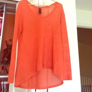 Orange knit blouse