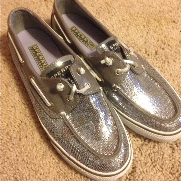 Silver Sparkly Sperry's - Picture 1 of 2