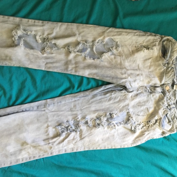 Extremely distressed boyfriend style jeans
