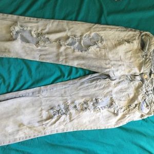 Extremely distressed boyfriend style jeans