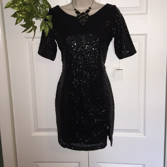 👗Black Full Sequined Dress👗