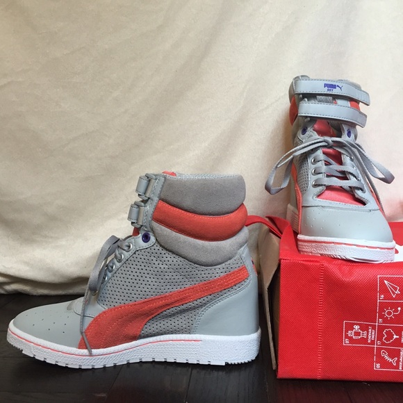 Puma Shoes - Puma Sky Wedge Sneakers - 8.5 - Gray/Peach