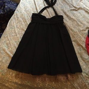 Black Trapeze Dress with Lace Trim