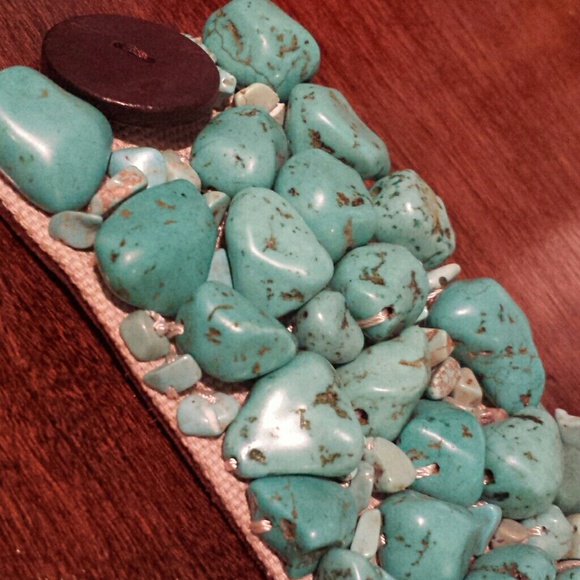 Turquoise and leather LUCKY BRAND bracelet - Picture 1 of 4