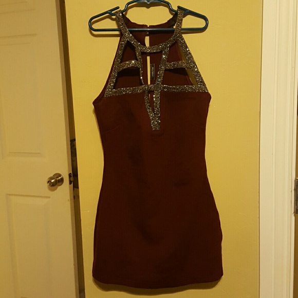Caged Maroon Party Dress
