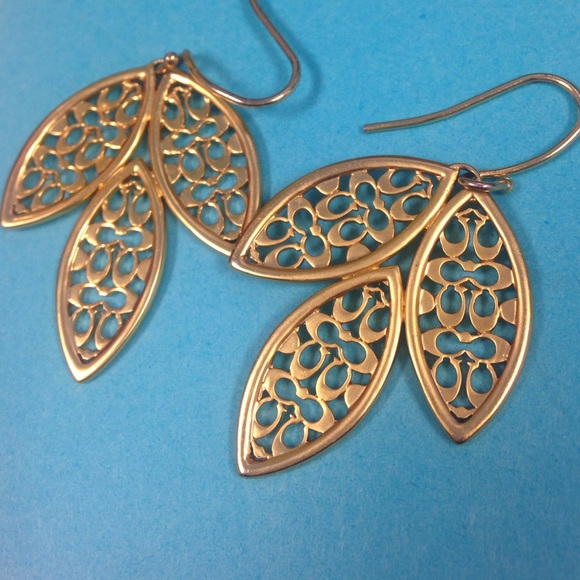 Coach Signature gold leaf earrings