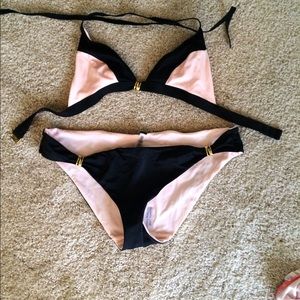 Sexy pink and black bikini