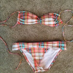 Bandeau bikini / pink plaid