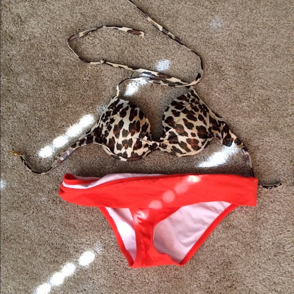 Leopard and orange mix and match bikini