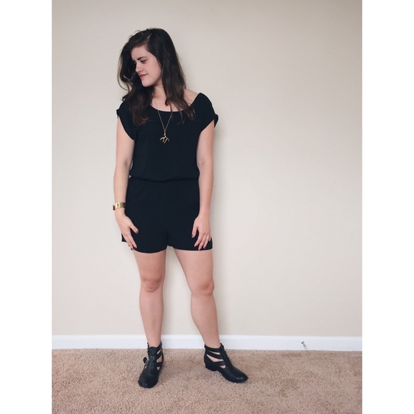 Lovely Day Brand Black Romper with Black/White Bow