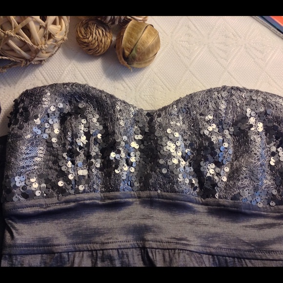 Arden B Silver Sequin Strapless Dress Mini - Picture 2 of 4