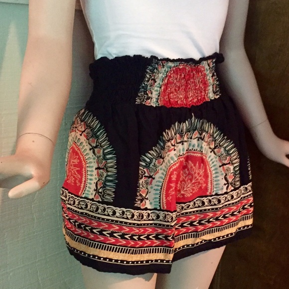 Short boho skirt with elastic waistband.