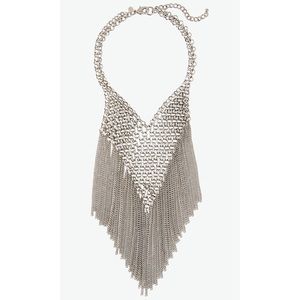 Express silver chain metal fringe necklace