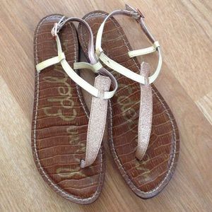 Sam Edelman Gigi sparkly rose gold & ivory sandals