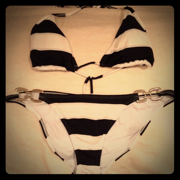 Pilyq Barcelona Other - Pilyq Barcelona Black & White Striped Bikini