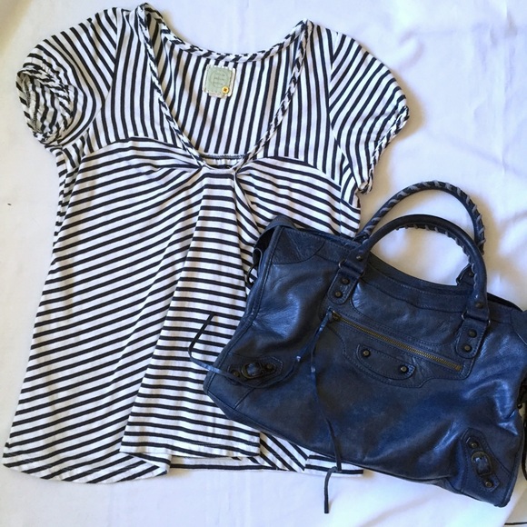 Anthropologie Tops - Anthropologie LYB Black White Striped Casual Top S