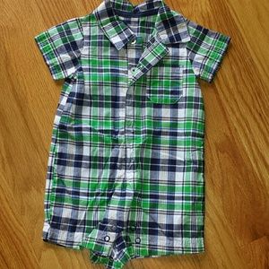 Infant boy 0 - 3 month plaid romper