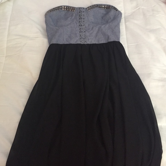 Denim and Black High Low Dress