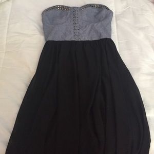 Denim and Black High Low Dress