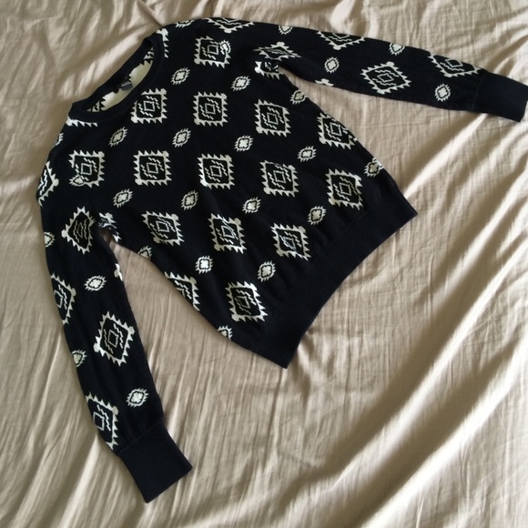 Black and white fuzzy diamonds pullover sweater