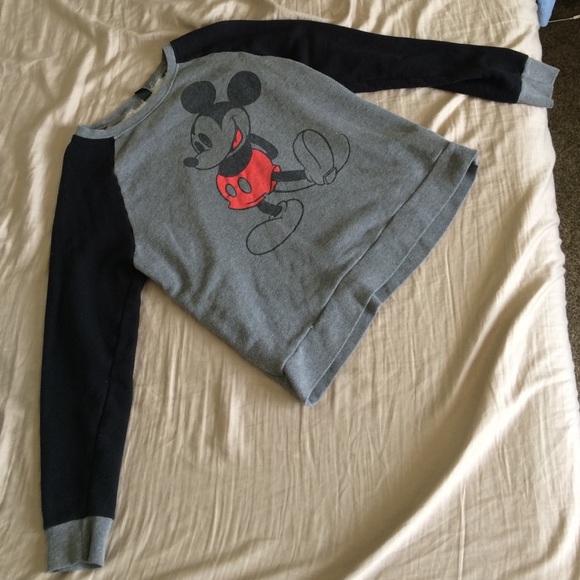 Black an grey Mickey Mouse pull over sweater/shirt