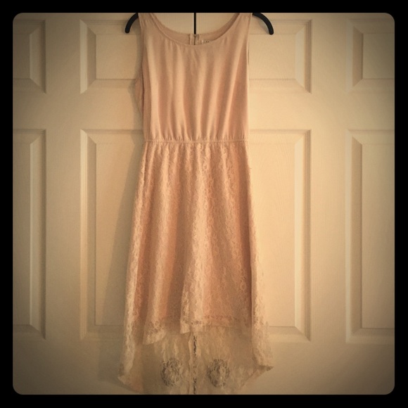 Tan hi-lo lace dress