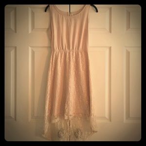 Tan hi-lo lace dress