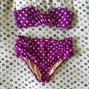 J. Crew Polka Dot Bandeau + High-Waisted Swimsuit