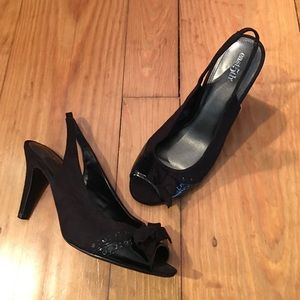 Black heels with open toe