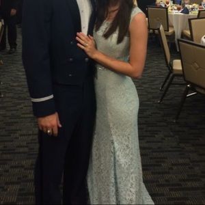 Light blue lace dress with silver belt!