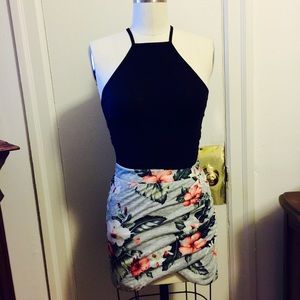 Zara faux wrap tropical print skirt.