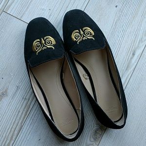 Zara with gold stitched owl loafers