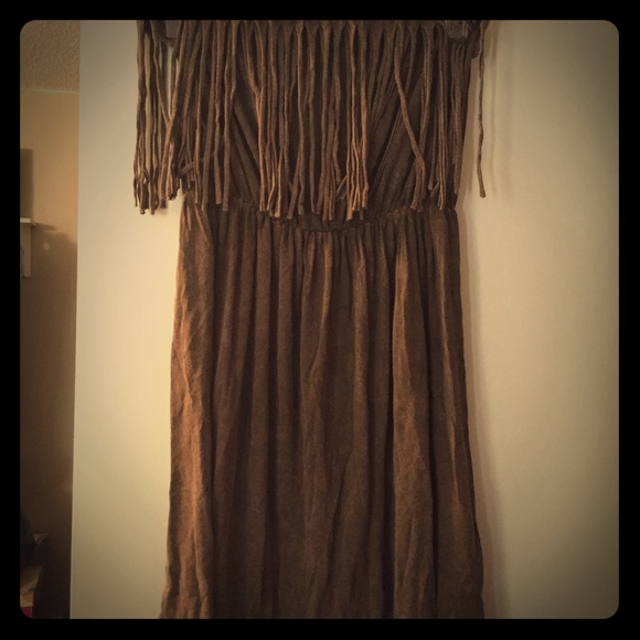 Strapless, fringe top dress