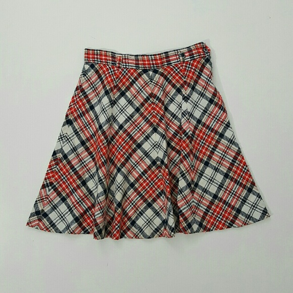 SOLD 60s vintage vegan wool plaid miniskirt Small - Picture 2 of 3