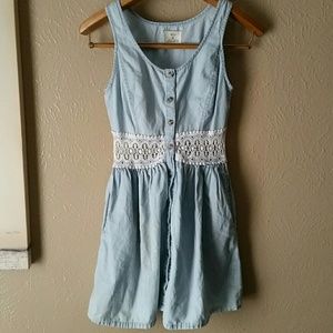 Anthropologie pins and needles denium crochet dres