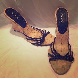 Cork slip on wedge sandal