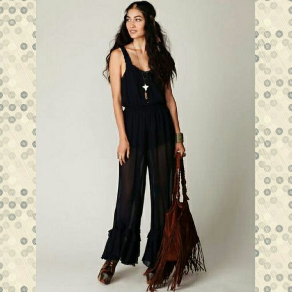 Free People Bells And Ruffles Jumpsuit Size Large