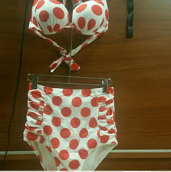 👙🍒Red polka dots high waisted pin up swimset - Picture 4 of 4