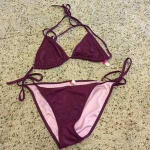 VS purple triangle bikini.