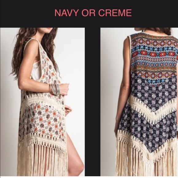 🌺HP 1/29🌺MULTI PRINT BOHO DUSTER WITH FRINGE - Picture 2 of 2