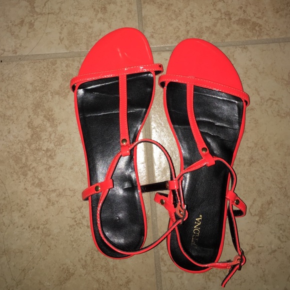 Neon orange sandals