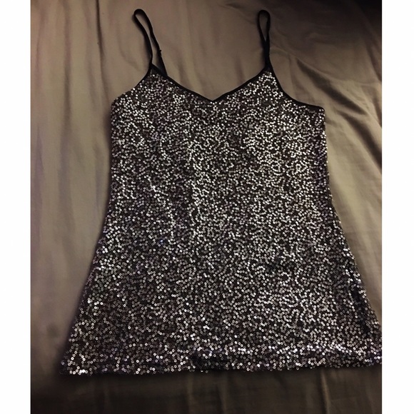 SOLD Express Silver Sequin Stretchy Tank